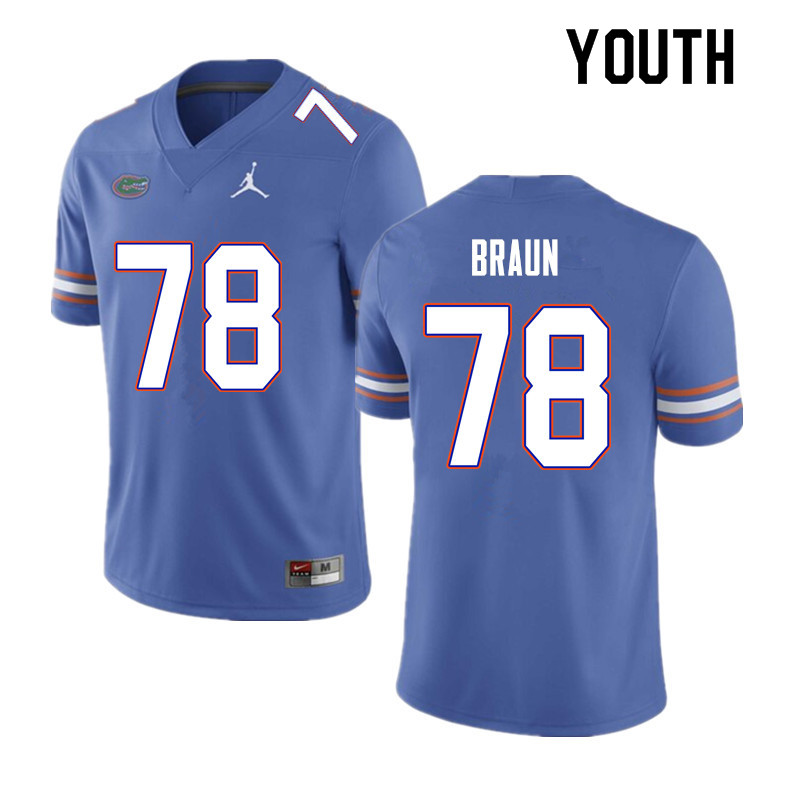 Youth #78 Josh Braun Florida Gators College Football Jerseys Sale-Blue